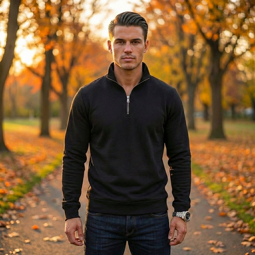 Mens Black Quarter Zip