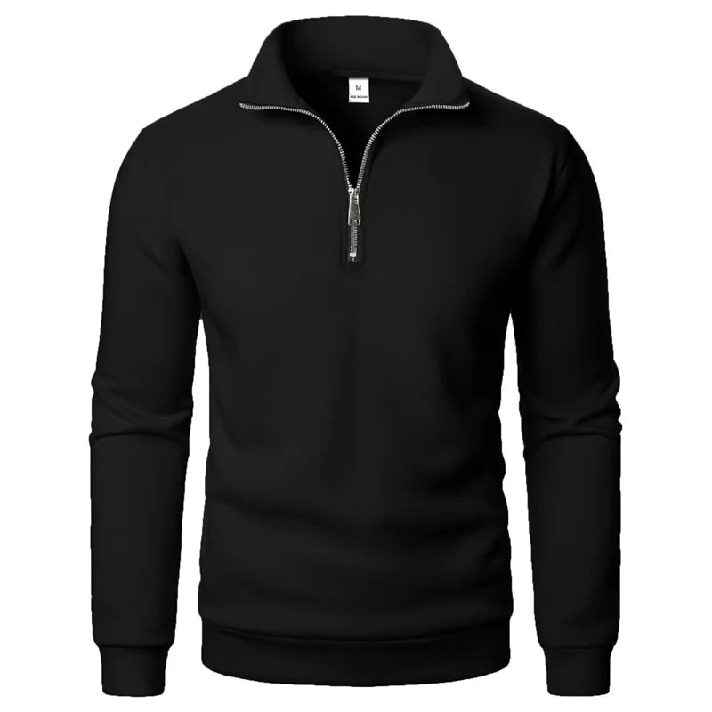 Spring Autumn New Casual Half Zipper Stand Collar Sweatshirt Trend Simple Slim Men Pullover Long Sleeve Tops Men'S Sweatshirt