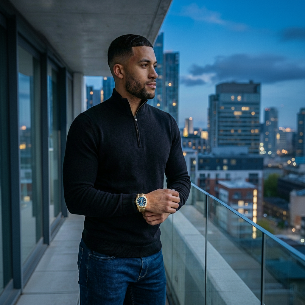 Mens Black Quarter Zip