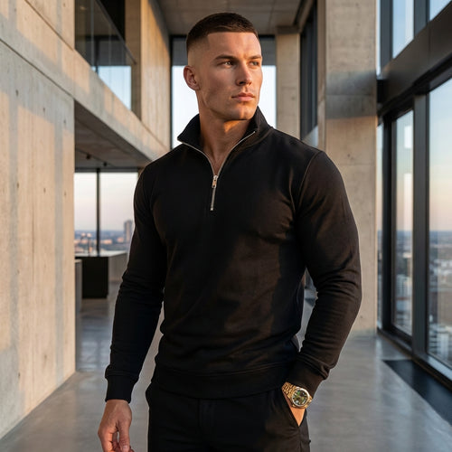Mens Black Quarter Zip