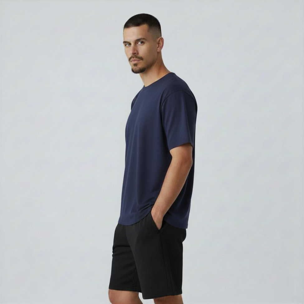 navy blue t-shirt